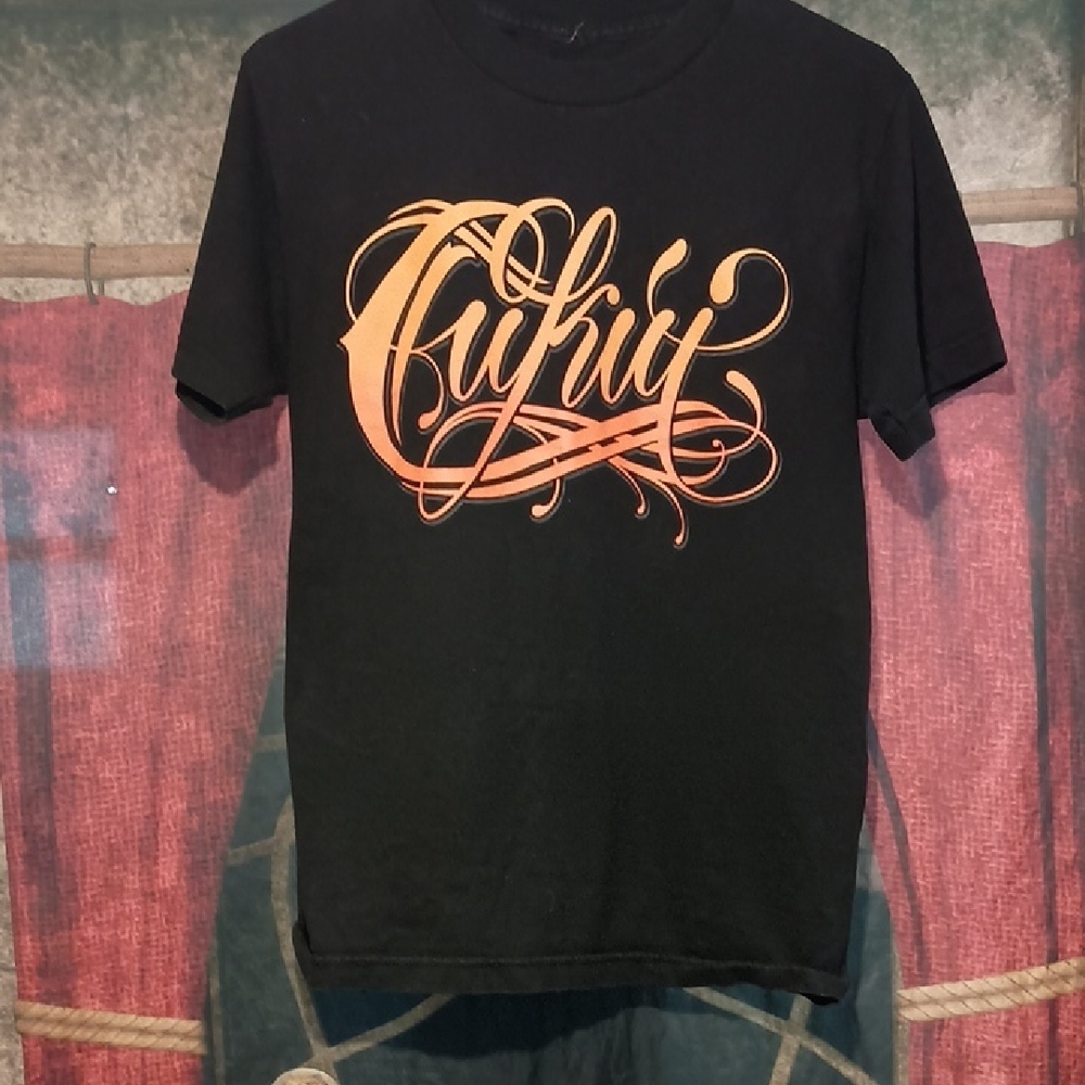 Cukui Black T-Shirt with Orange Graphic